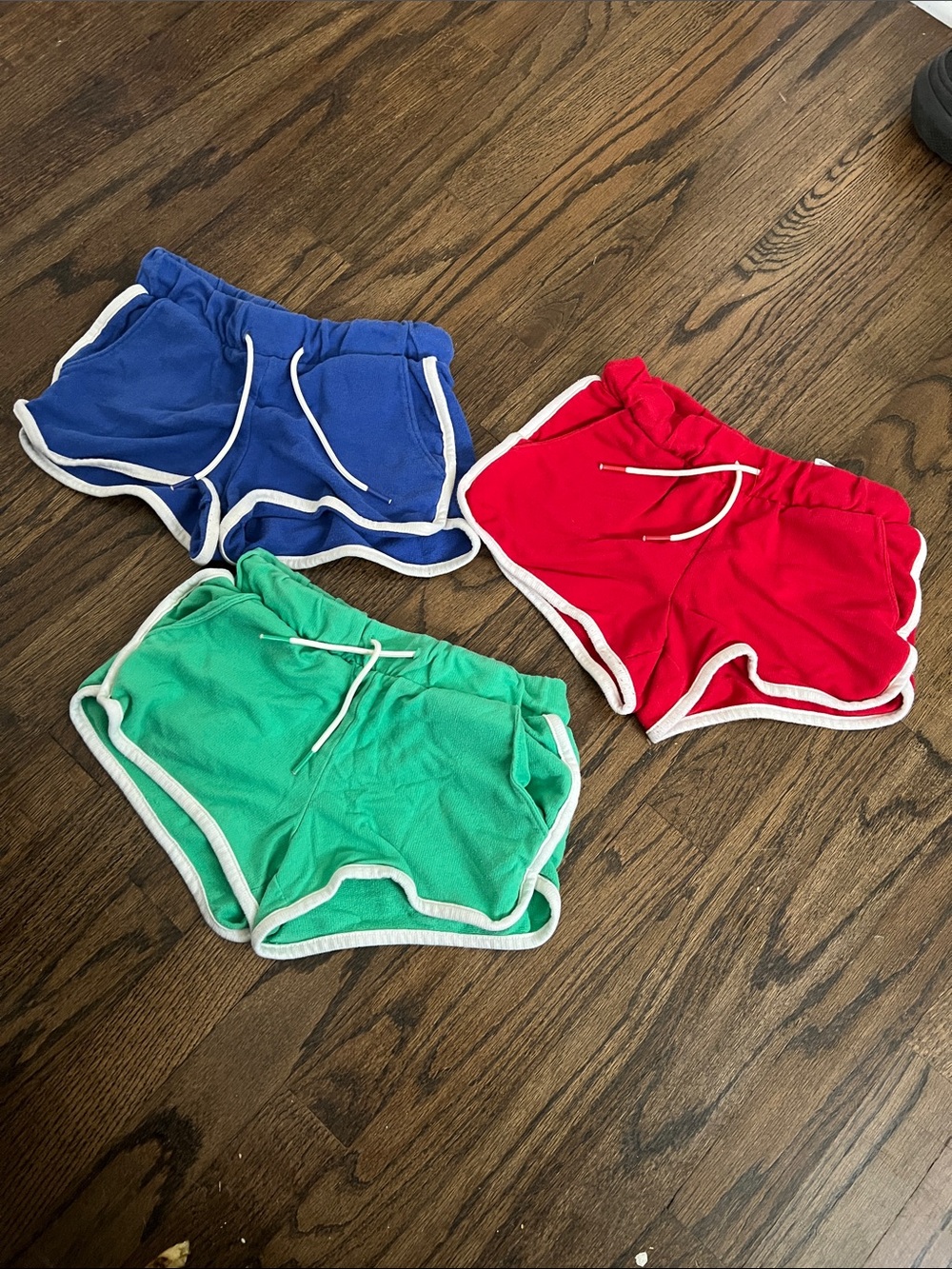 Old Navy Terry Shorts Trio in Blue, Red & Green with White Trim